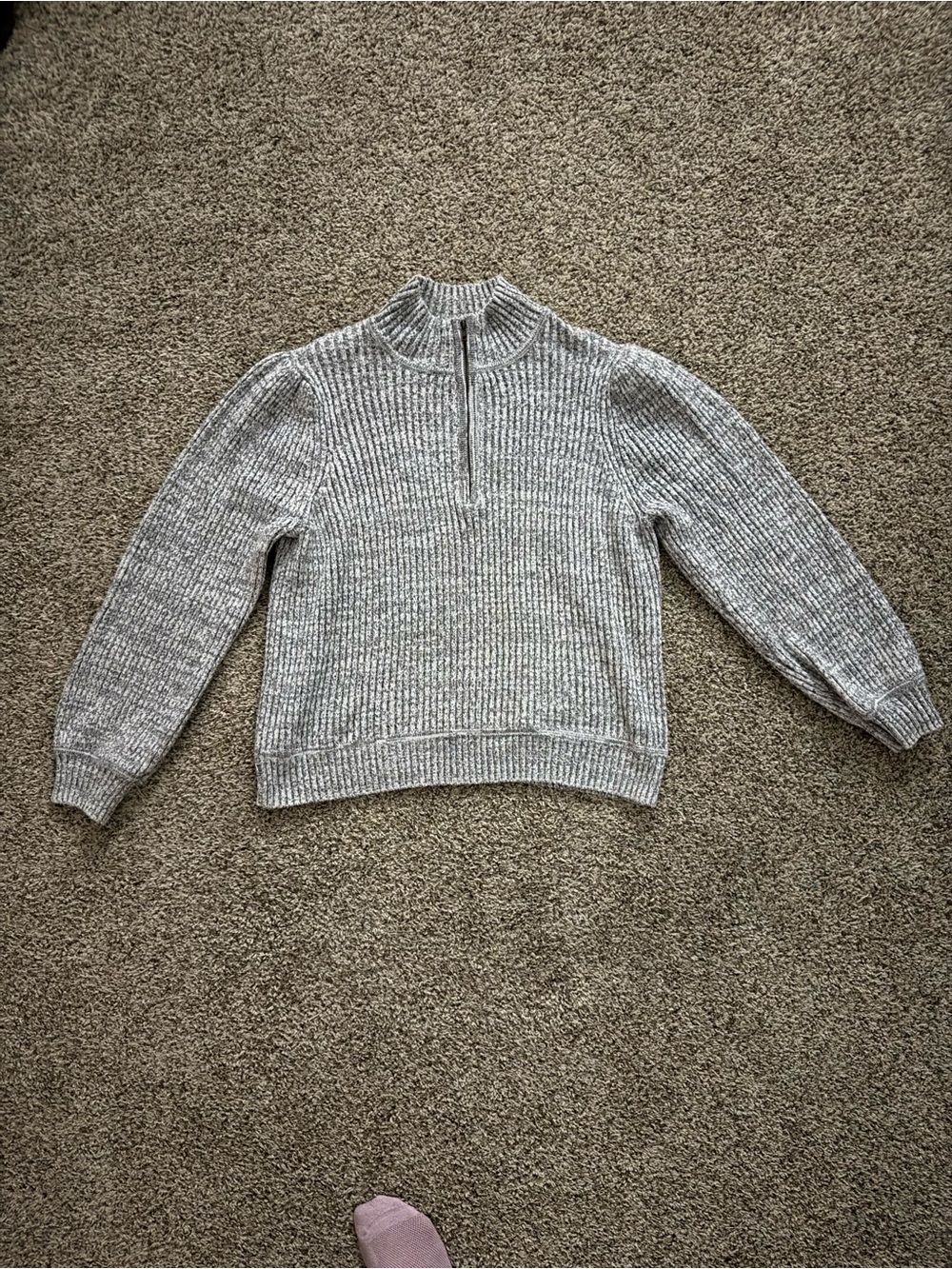 Universal Thread Heather Gray Ribbed Half-Zip Sweater